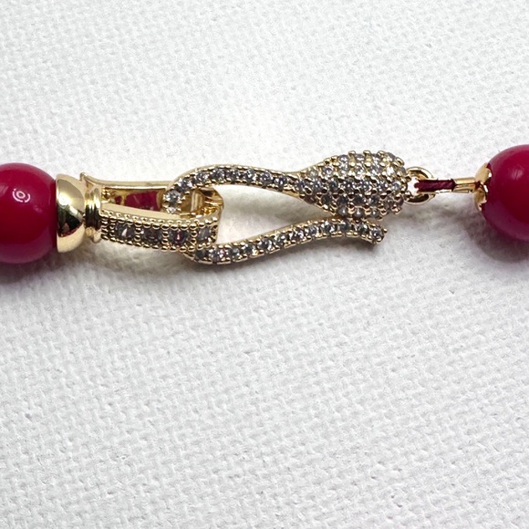 SOLD.  Handmade, Beadded, Red Coral Necklace, 18K gold plated findings, - Picture 5 of 10